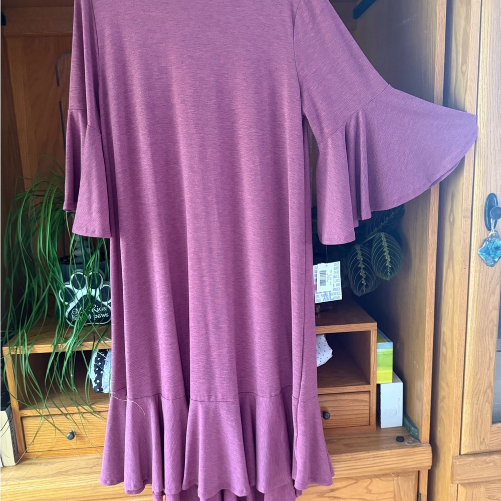 Purple Flared Sleeve Dress